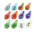 12pcs / boîte Millefiori Teardrop verre Lampwork pendentifs pour collier bricolage, MC0028